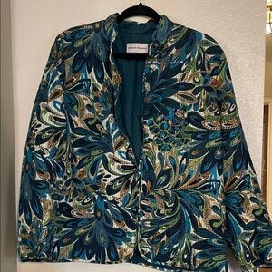 Alfred Dunner Blue and Green Patterned Blazer